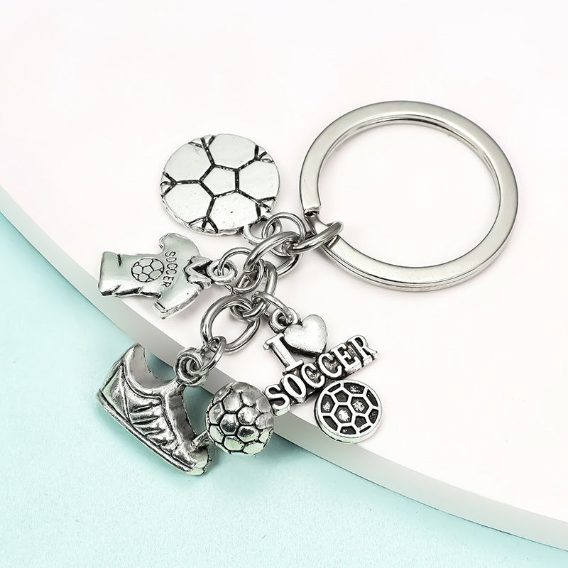 Wholesale 10PCS Alloy Antique Silver Plated Sports Ball Keychain